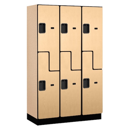 Salsbury Industries Wardrobe Locker, 45" W, 18" D, 76" H, (3) Wide, (6) Openings, Maple 27368MAP